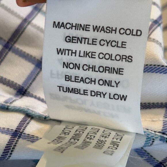 Johnnie-O Polo Shirt Mens Large White Blue Purple Plaid Prep-Formance Stretch - Picture 13 of 14